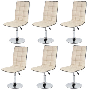 6er-Set Esszimmerstühle höhenverstellbar drehbar Kunstleder creme