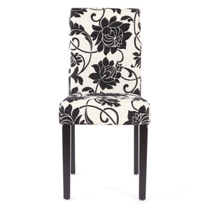 6er-Set Esszimmerstühle aus Jacquard-Textil mit dunklen Beinen