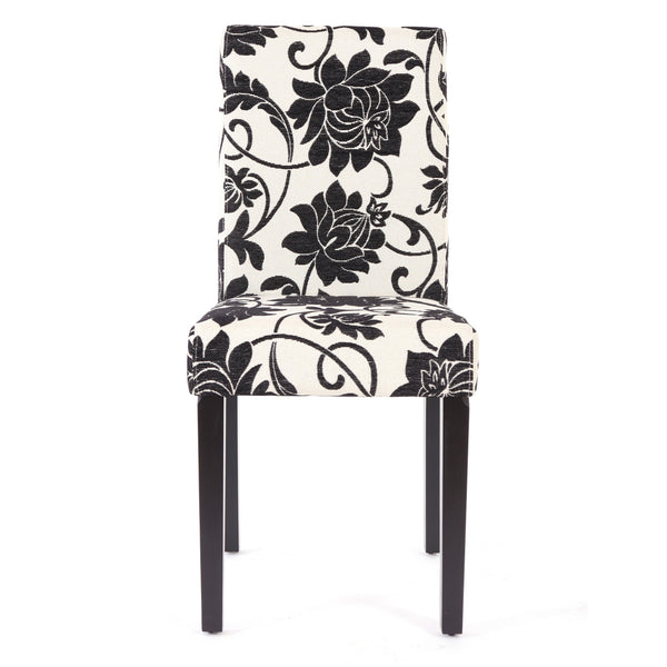 6er-Set Esszimmerstühle aus Jacquard-Textil mit dunklen Beinen