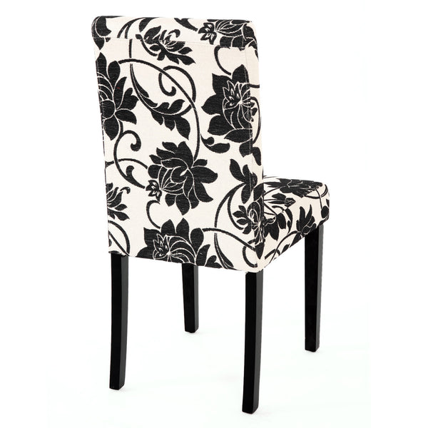 6er-Set Esszimmerstühle aus Jacquard-Textil mit dunklen Beinen