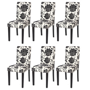 6er-Set Esszimmerstühle aus Jacquard-Textil mit dunklen Beinen