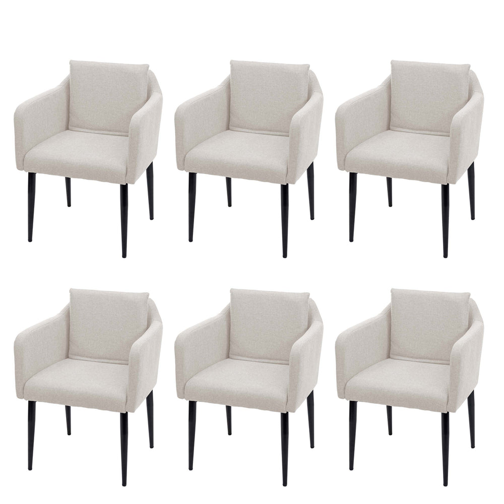 6er-Set Esszimmerstuhl Küchenstuhl Stoff creme-beige