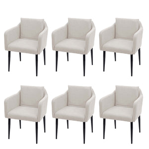 6er-Set Esszimmerstuhl Küchenstuhl Stoff creme-beige
