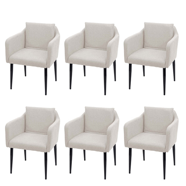 6er-Set Esszimmerstuhl Küchenstuhl Stoff creme-beige