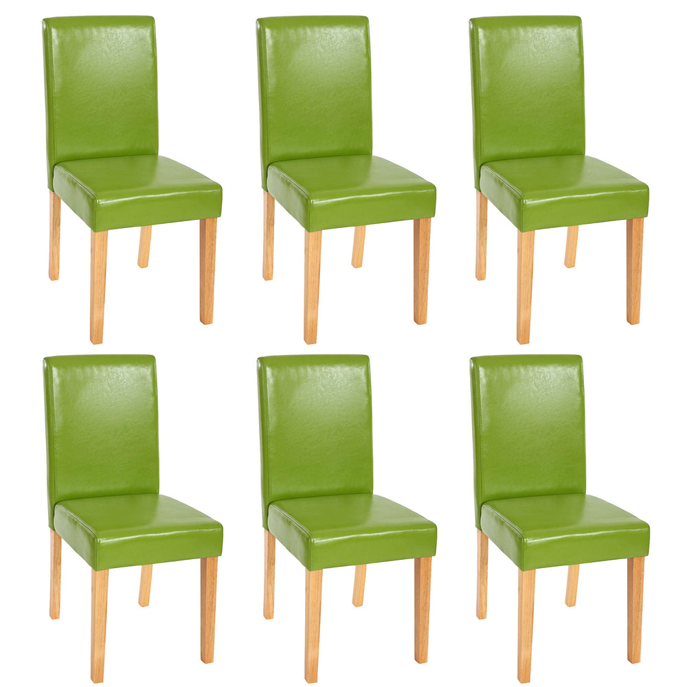 6er-Set Esszimmerstühle Kunstleder mit hellen Beinen grün