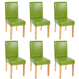6er-Set Esszimmerstühle Kunstleder mit hellen Beinen grün