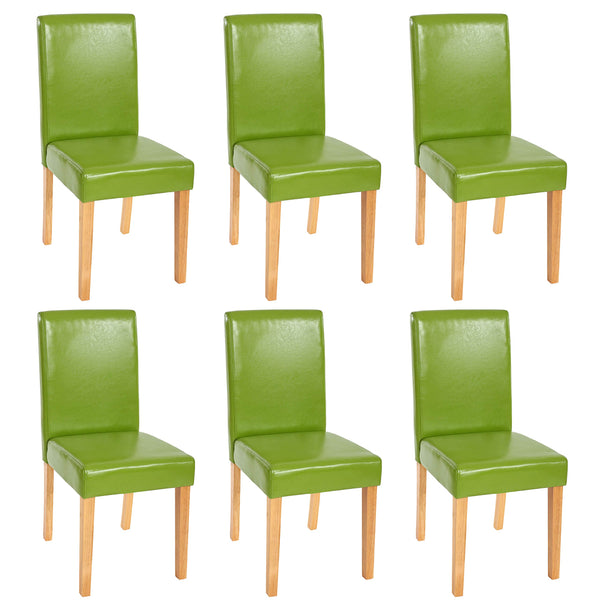 6er-Set Esszimmerstühle Kunstleder mit hellen Beinen grün