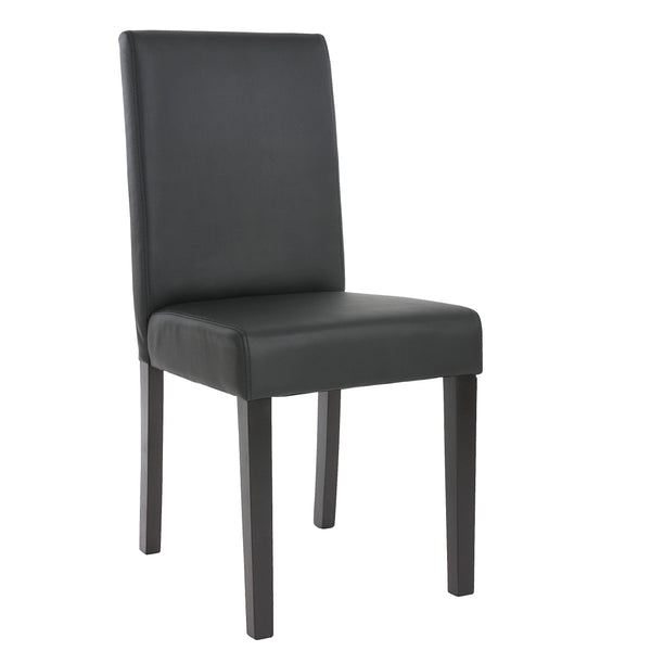 6er-Set Esszimmerstühle Kunstleder matt mit dunklen Beinen schwarz