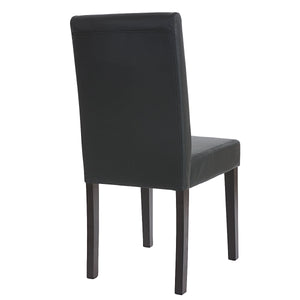 6er-Set Esszimmerstühle Kunstleder matt mit dunklen Beinen schwarz