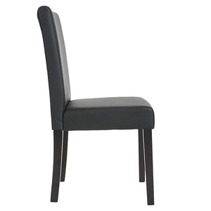 6er-Set Esszimmerstühle Kunstleder matt mit dunklen Beinen schwarz