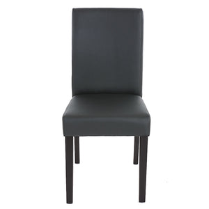 6er-Set Esszimmerstühle Kunstleder matt mit dunklen Beinen schwarz