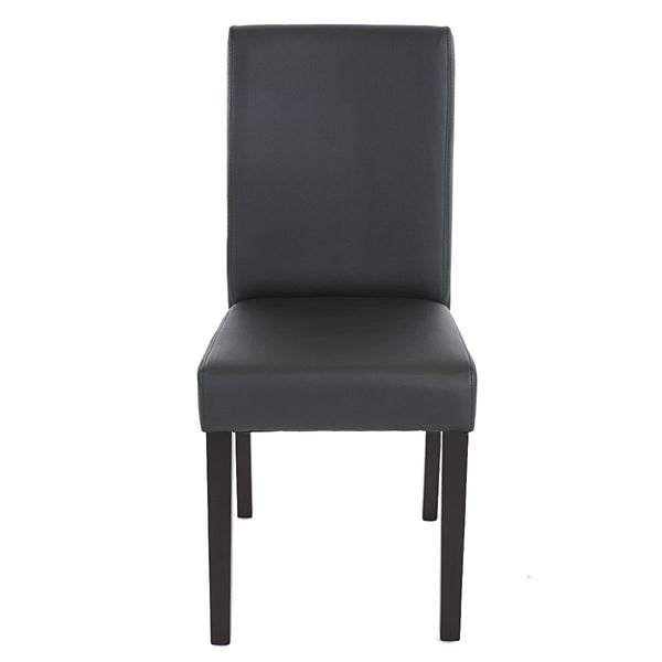 6er-Set Esszimmerstühle Kunstleder matt mit dunklen Beinen schwarz