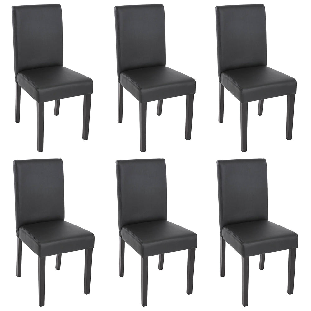 6er-Set Esszimmerstühle Kunstleder matt mit dunklen Beinen schwarz