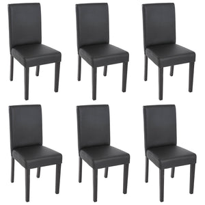 6er-Set Esszimmerstühle Kunstleder matt mit dunklen Beinen schwarz