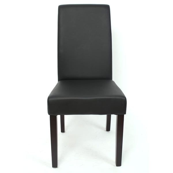 6er-Set Esszimmerstühle Kunstleder matt mit dunklen Füssen schwarz