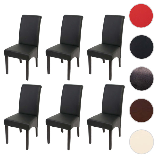 6er-Set Esszimmerstühle Kunstleder matt mit dunklen Füssen schwarz