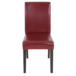 6er-Set Esszimmerstühle Kunstleder mit dunklen Beinen rot-braun