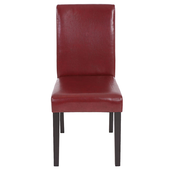6er-Set Esszimmerstühle Kunstleder mit dunklen Beinen rot-braun