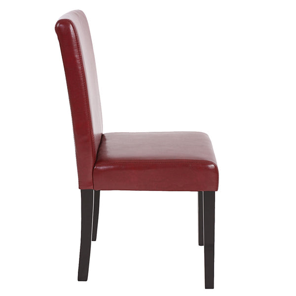 6er-Set Esszimmerstühle Kunstleder mit dunklen Beinen rot-braun