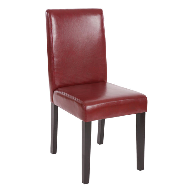 6er-Set Esszimmerstühle Kunstleder mit dunklen Beinen rot-braun