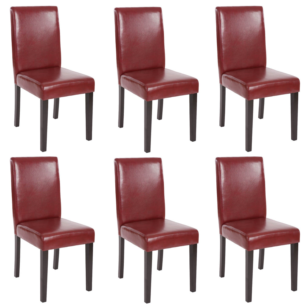 6er-Set Esszimmerstühle Kunstleder mit dunklen Beinen rot-braun