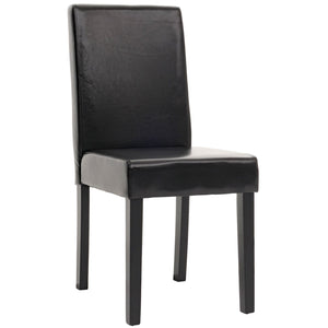 6er-Set Esszimmerstühle Kunstleder mit dunklen Beinen schwarz