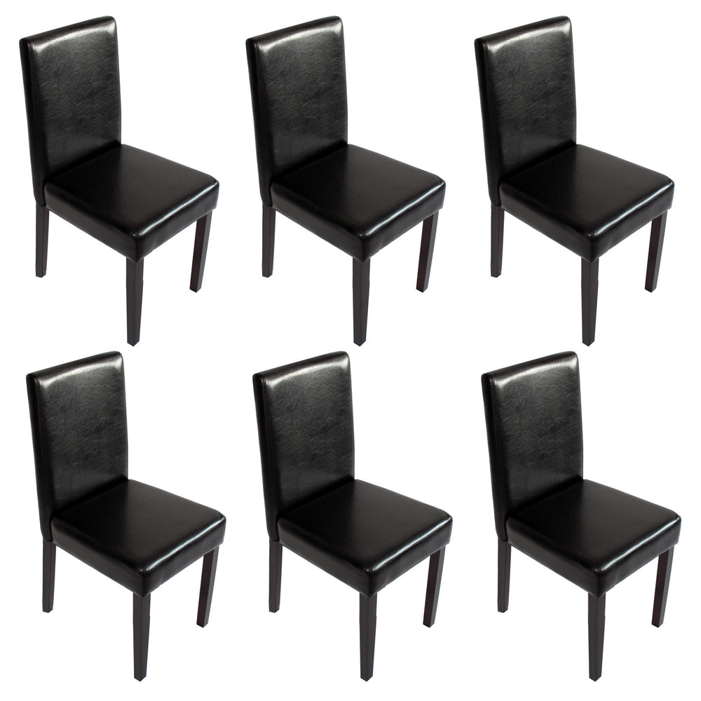 6er-Set Esszimmerstühle Kunstleder mit dunklen Beinen schwarz