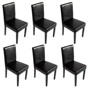 6er-Set Esszimmerstühle Kunstleder mit dunklen Beinen schwarz