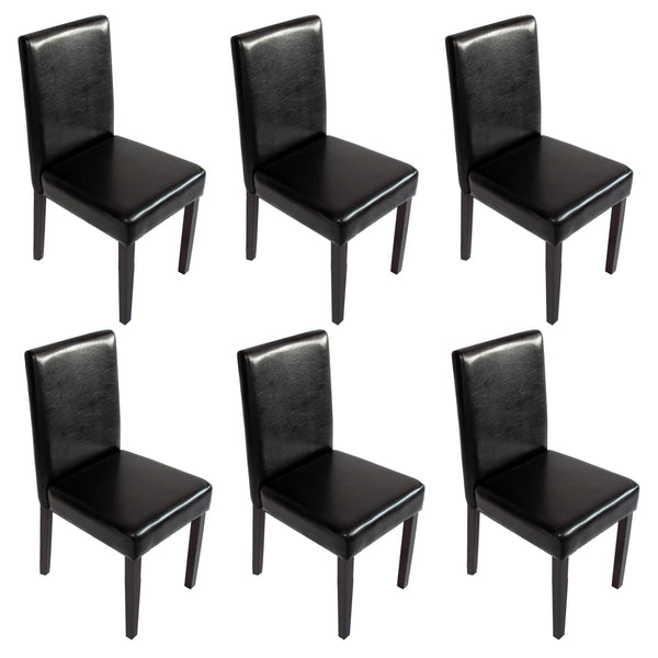 6er-Set Esszimmerstühle Kunstleder mit dunklen Beinen schwarz