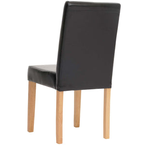 6er-Set Esszimmerstühle Kunstleder mit hellen Beinen schwarz