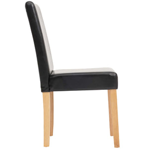 6er-Set Esszimmerstühle Kunstleder mit hellen Beinen schwarz