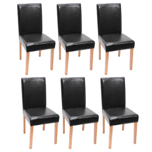 6er-Set Esszimmerstühle Kunstleder mit hellen Beinen schwarz
