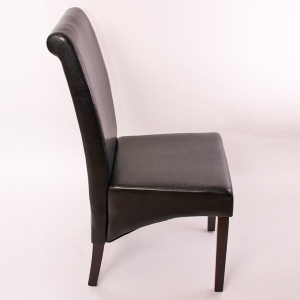 6er-Set Esszimmerstühle Leder mit dunklen Beinen schwarz