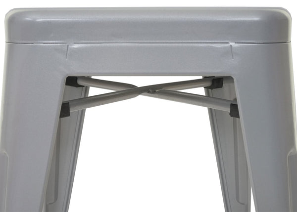 6er-Set Metallhocker stapelbar Sitzhocker Industriedesign grau