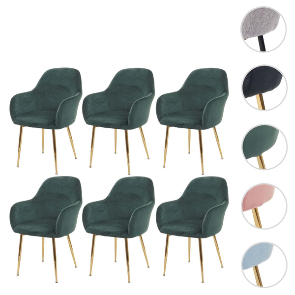 6er-Set Esszimmerstühle Retro Design Samt goldene Beine grün