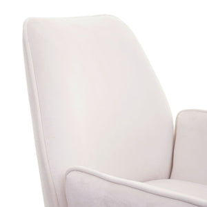 6er-Set Esszimmerstühle Samt drehbar mit Armlehne creme-beige