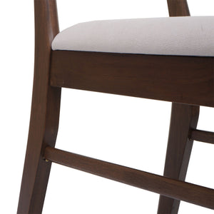 6er-Set Esszimmerstühle Stoff Massivholz dunkles Gestell creme