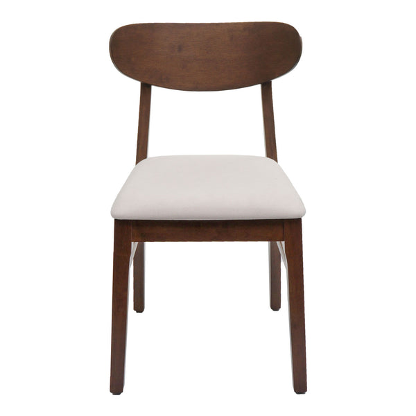 6er-Set Esszimmerstühle Stoff Massivholz dunkles Gestell creme