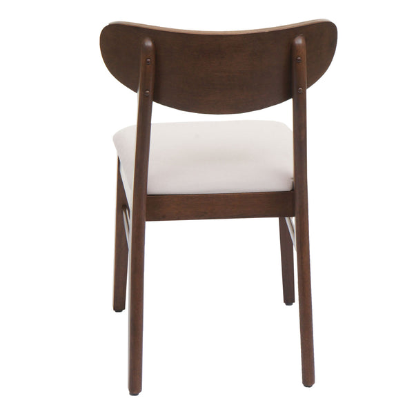 6er-Set Esszimmerstühle Stoff Massivholz dunkles Gestell creme