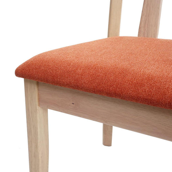 6er-Set Esszimmerstühle Stoff Massivholz natur Gestell orange