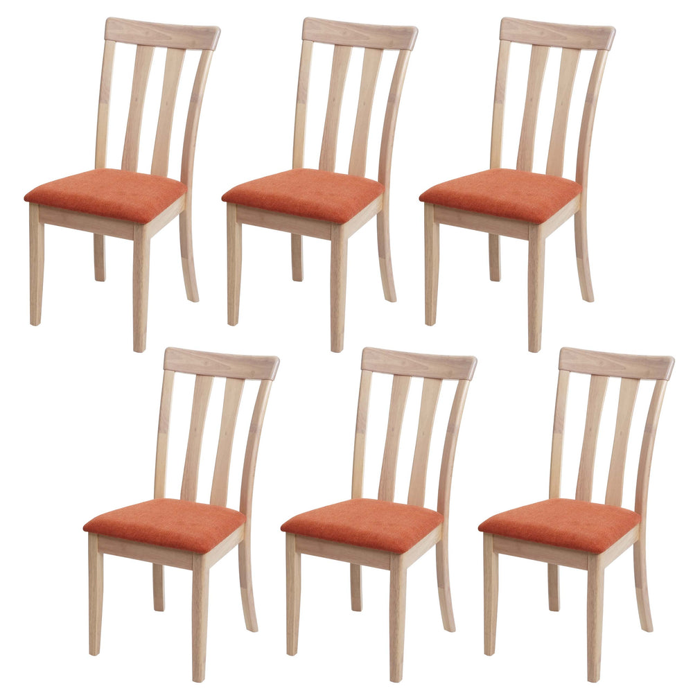 6er-Set Esszimmerstühle Stoff Massivholz natur Gestell orange