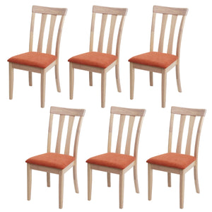 6er-Set Esszimmerstühle Stoff Massivholz natur Gestell orange