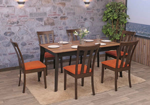 6er-Set Esszimmerstühle Stoff Massivholz dunkles Gestell orange