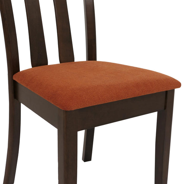 6er-Set Esszimmerstühle Stoff Massivholz dunkles Gestell orange