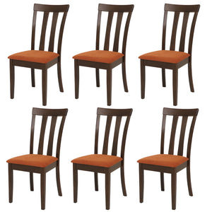6er-Set Esszimmerstühle Stoff Massivholz dunkles Gestell orange