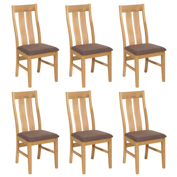 6er-Set Esszimmerstühle Stoff Massivholz hell taupe