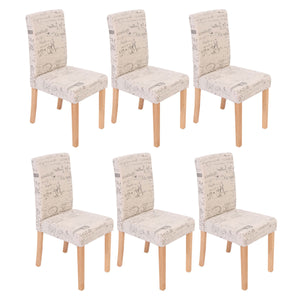 6er-Set Esszimmerstühle Textil mit hellen Beinen creme