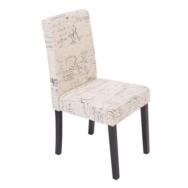 6er-Set Esszimmerstühle Textil mit Schriftzug dunkle Beine creme