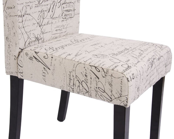 6er-Set Esszimmerstühle Textil mit Schriftzug dunkle Beine creme