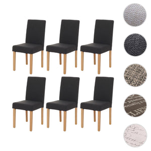 6er-Set Esszimmerstühle Textil mit hellen Beinen schwarz